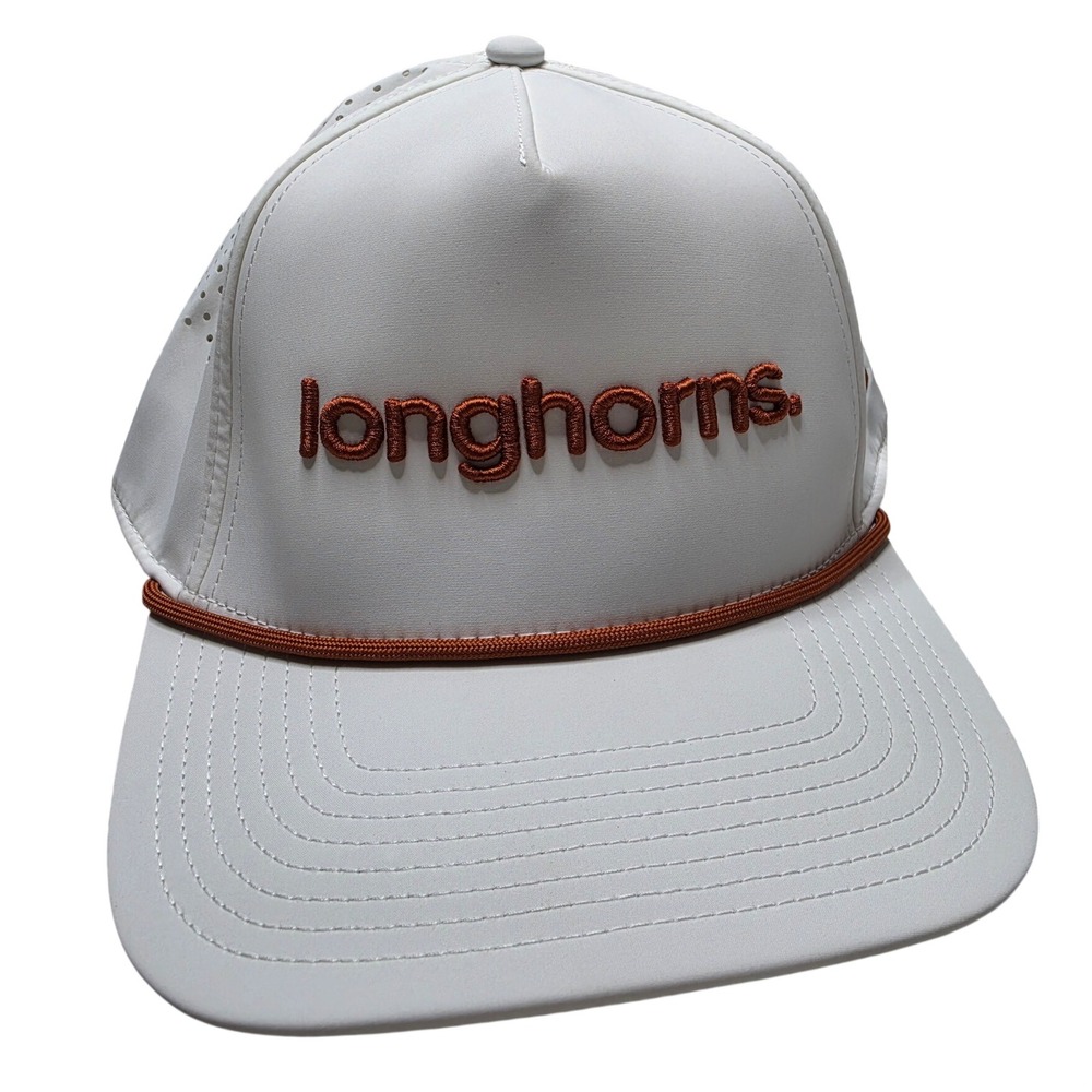 Branded Bills Texas Longhorns Hat Mens White Snapback Perforated Rope Cap NEW